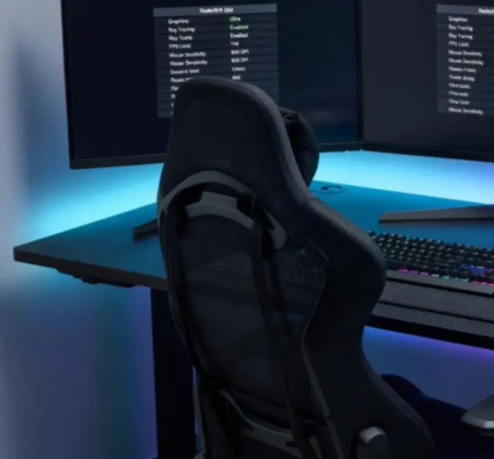 Zaawansowane stanowisko gamingowe z kilkoma monitorami i profesjonalnym sprzętem