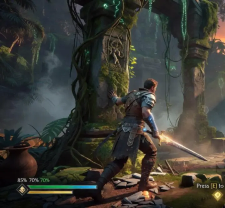 Ekran z gry przedstawiający misję fabularną z zaznaczonymi krokami przejścia